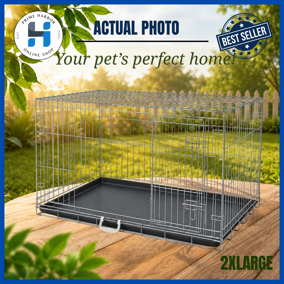 Dog Cage Galvanized with poop tray XL - 2XL (Heavy Duty) Collapsible cage /