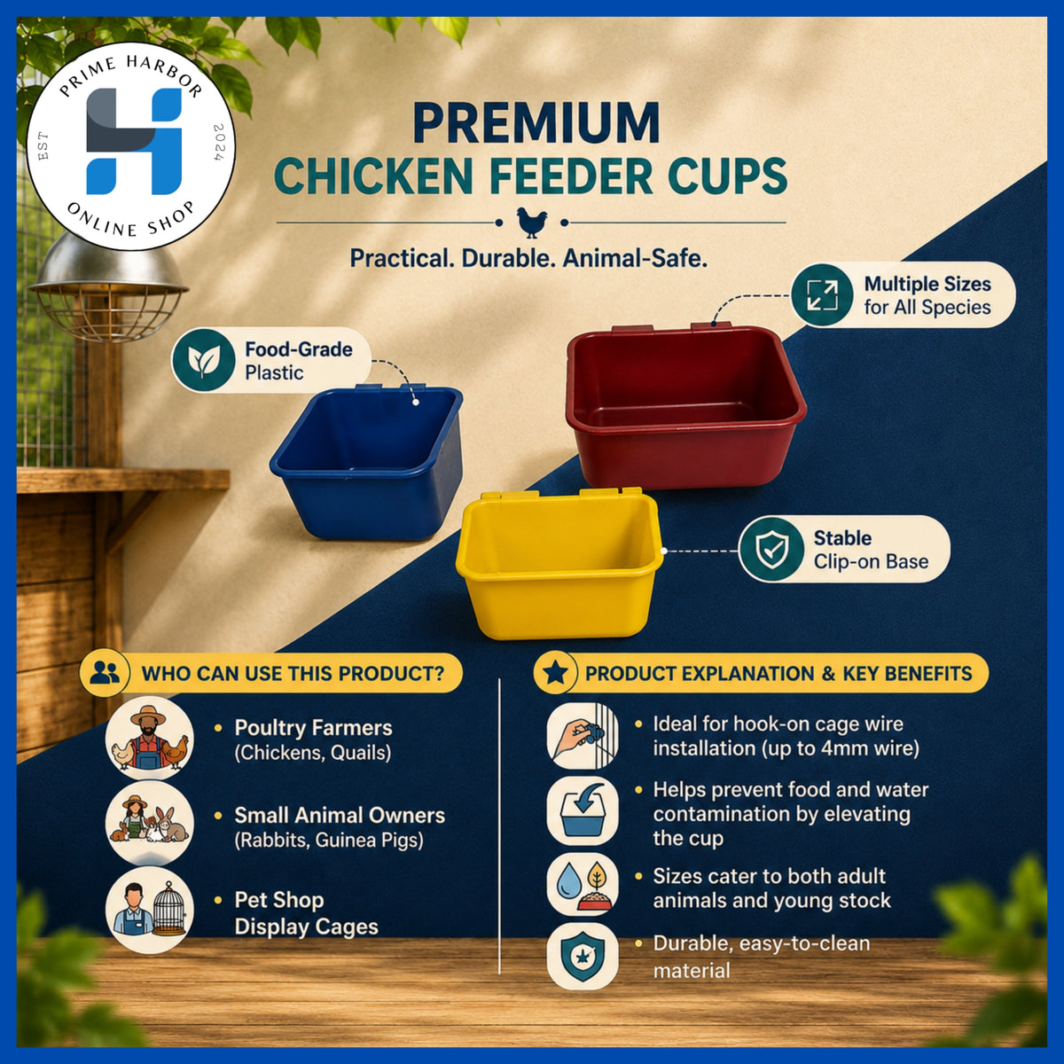 Hanging Feeding cup for Chicken / Feeder cup/ Chicken/Bird/Rabbit/Pigeon/ Pakainan / Painuman ng manok