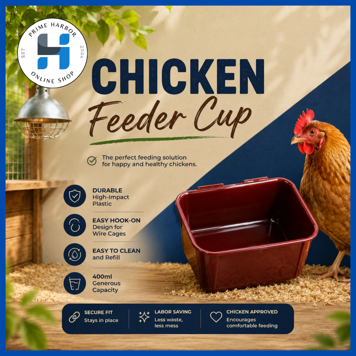 Hanging Feeding cup for Chicken / Feeder cup/ Chicken/Bird/Rabbit/Pigeon/ Pakainan / Painuman ng manok