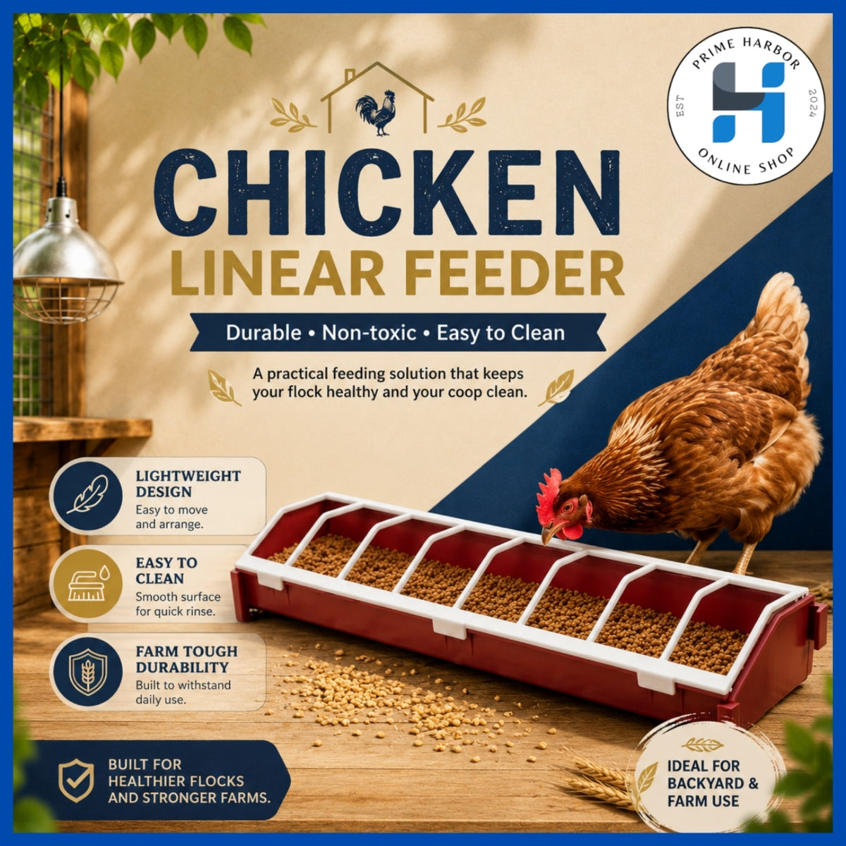 Chicken Linear Feeder 12 inches / 8 holes / Poultry Feeder / Kainan ng manok