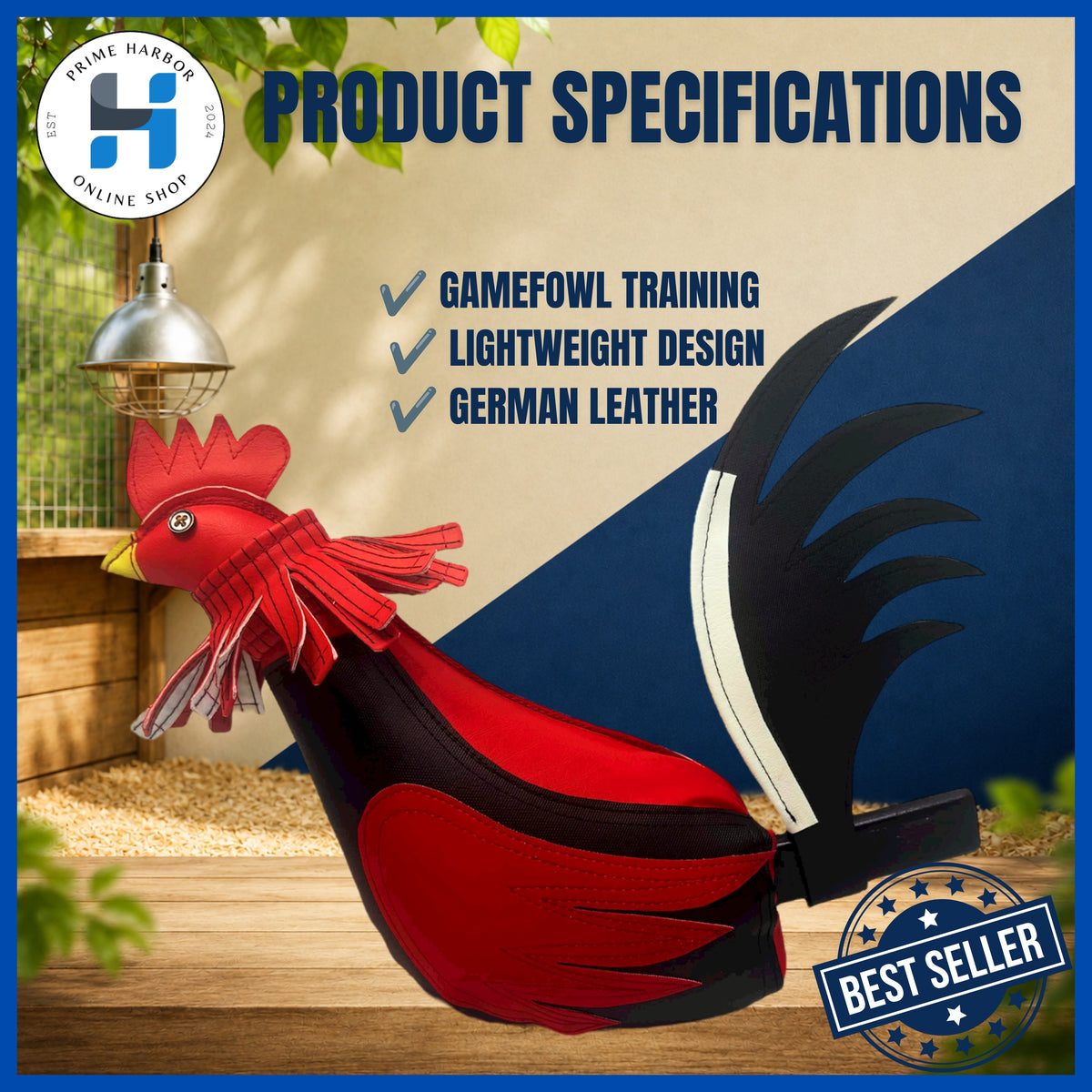 Premium Dummy Training Cock / German Leather /Catch bag / Feather Cock /Rooster/ Sabong ng manok