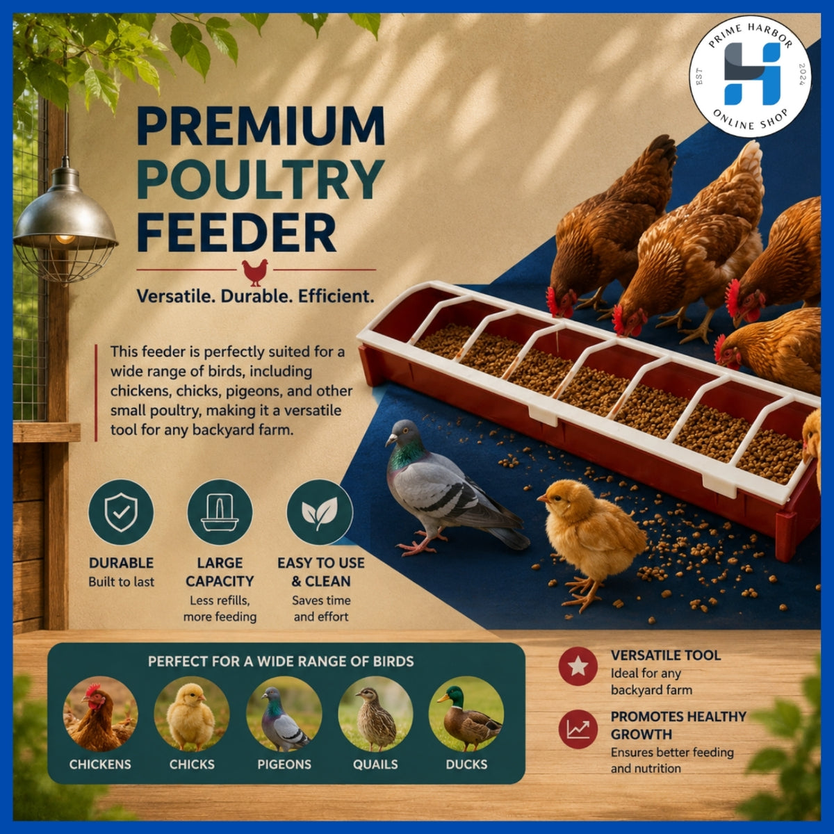 Chicken Linear Feeder 12 inches / 8 holes / Poultry Feeder / Kainan ng manok