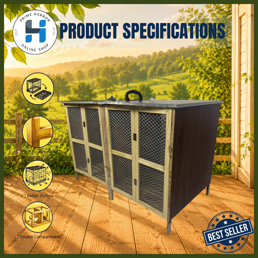 Wooden Folding Cage Aluminum Screen / Brown color Random design /Heavy Duty/ Derby/Kulungan ng Manok