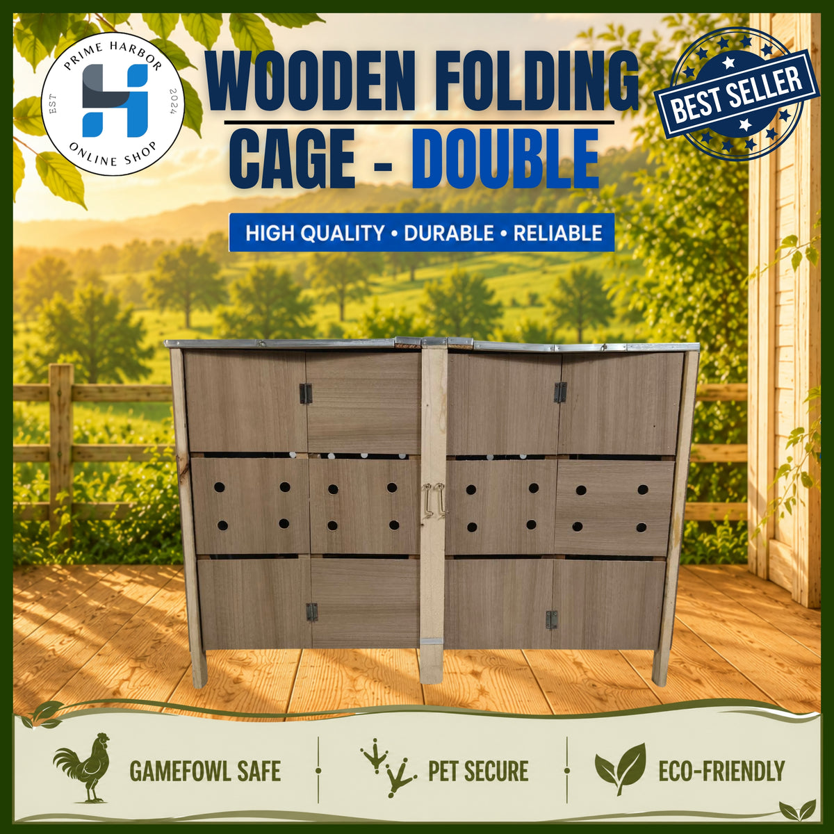Wooden Folding Cage Double /Standard / Plastic Screen / Aluminum Screen/Heavy Duty/Kulungan ng Manok