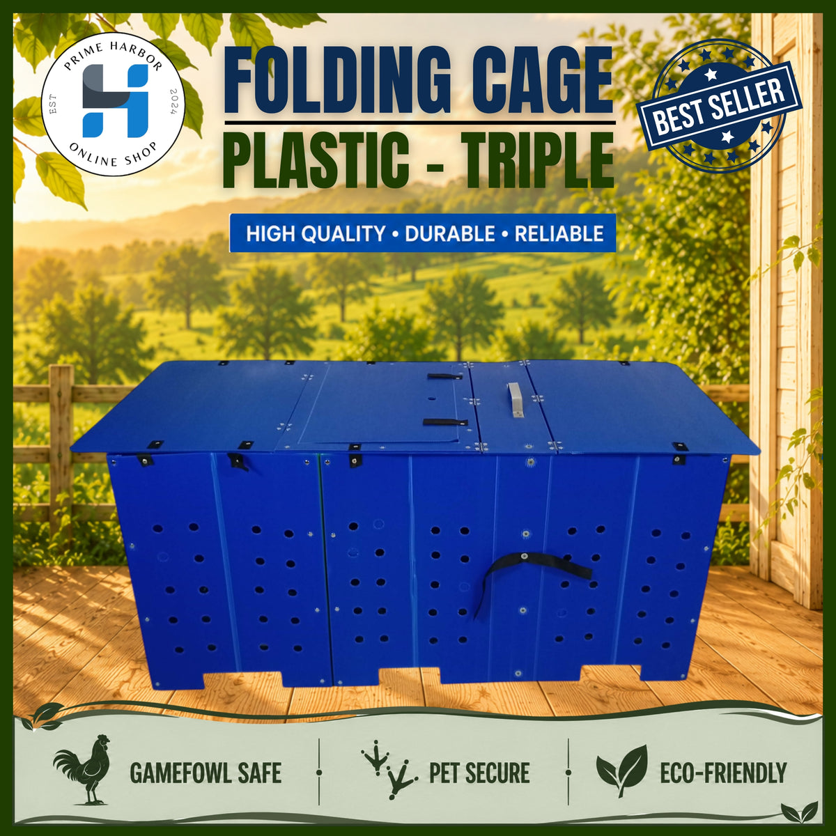 Triple Plastic Folding Cage / Random color / Gamefowl / Derby box / Kulungan ng manok