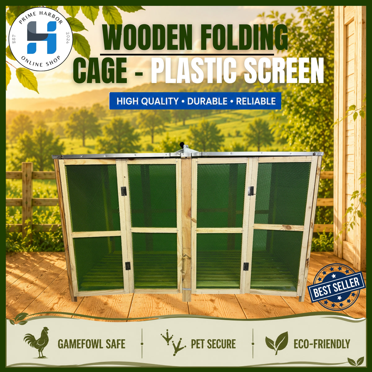 Wooden Folding Cage Plastic Screen / Heavy Duty / Random color / Derby box / Kulungan ng Manok/ Pen
