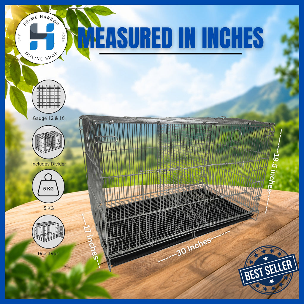 Bird Cage double Galvanized / 17x30 / foldable /Frame Gauge 12 & Rib gauge 16/ w/ divider /poop tray
