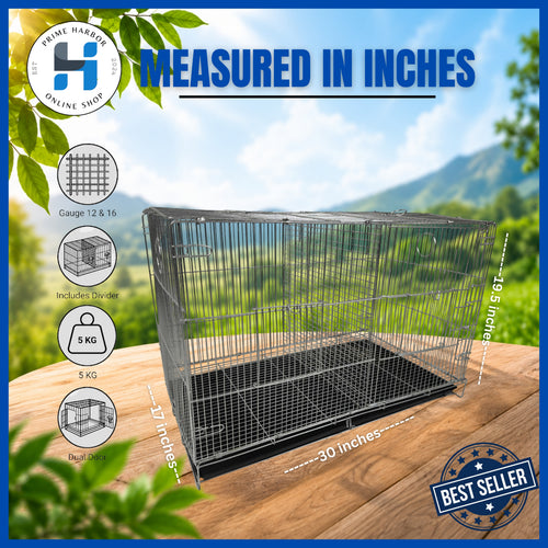 Bird Cage double Galvanized / 17x30 / foldable /Frame Gauge 12 & Rib gauge 16/ w/ divider /poop tray
