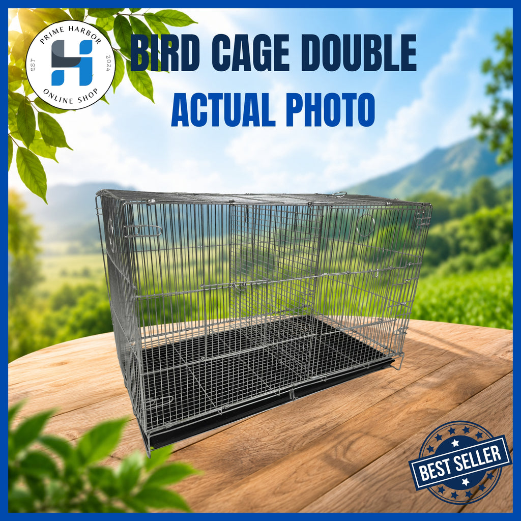 Bird Cage double Galvanized / 17x30 / foldable /Frame Gauge 12 & Rib gauge 16/ w/ divider /poop tray