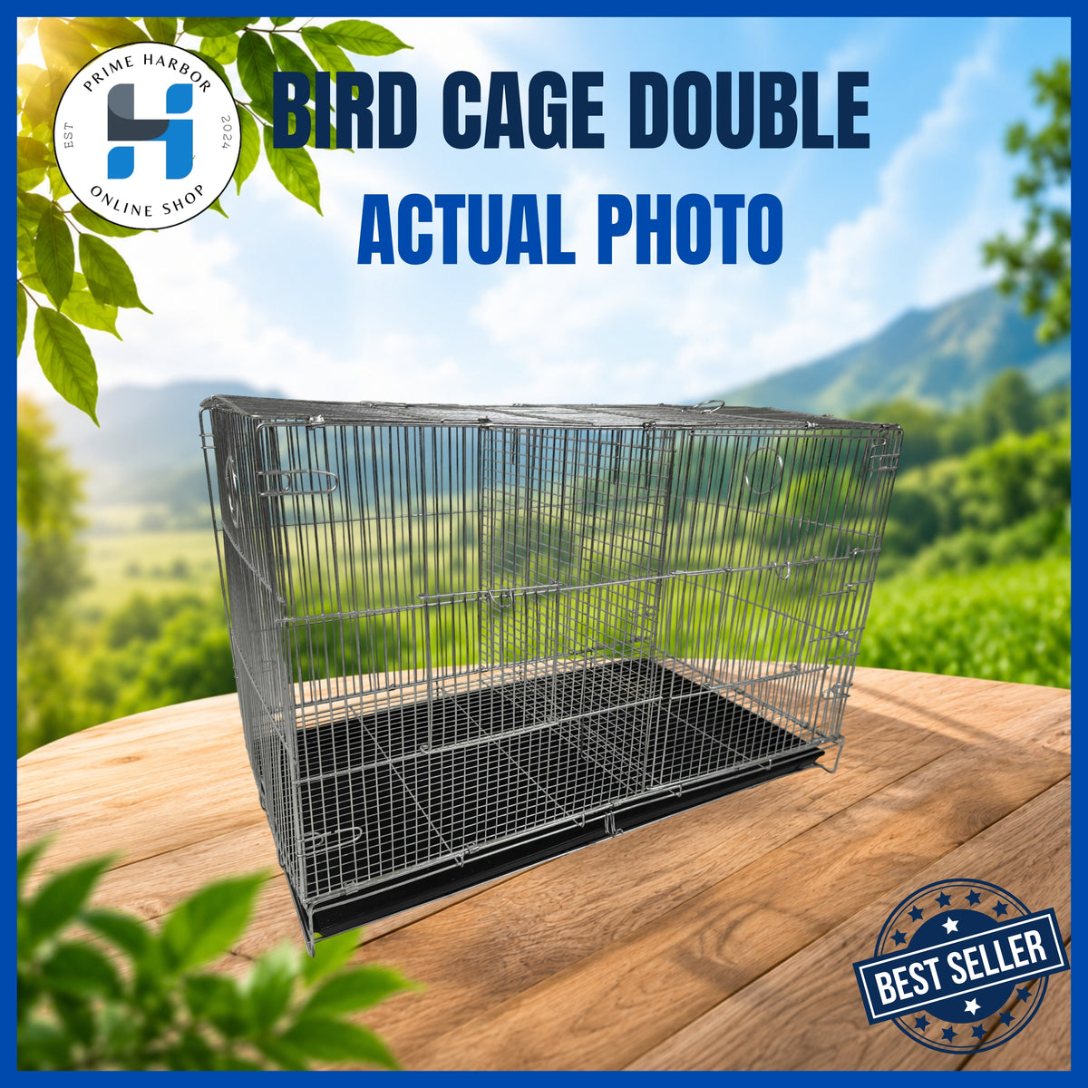 Bird Cage double Galvanized / 17x30 / foldable /Frame Gauge 12 & Rib gauge 16/ w/ divider /poop tray