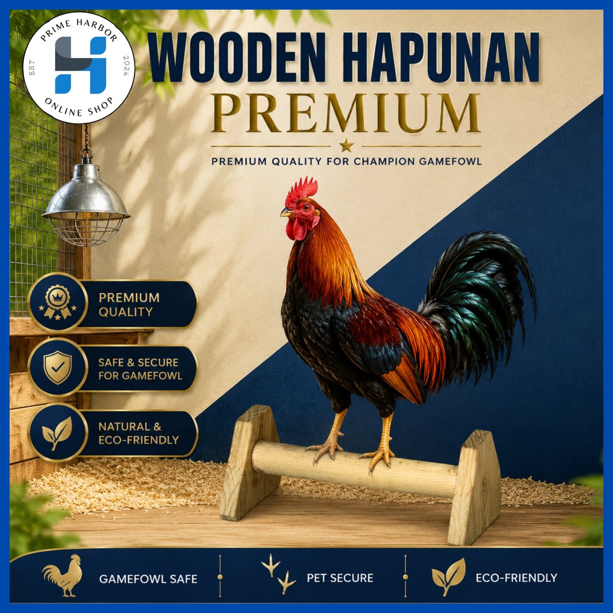 Premium Wooden Hapunan / Dapuan / Apakan ng Manok / Gamefowl / Palochina Wood / Training/ Pahingahan