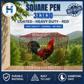 Heavy-duty Square Pen 3x3x30 / Coated Red /  Cock Cage / Chicken Cage / Gamefowl / Kulungan ng manok