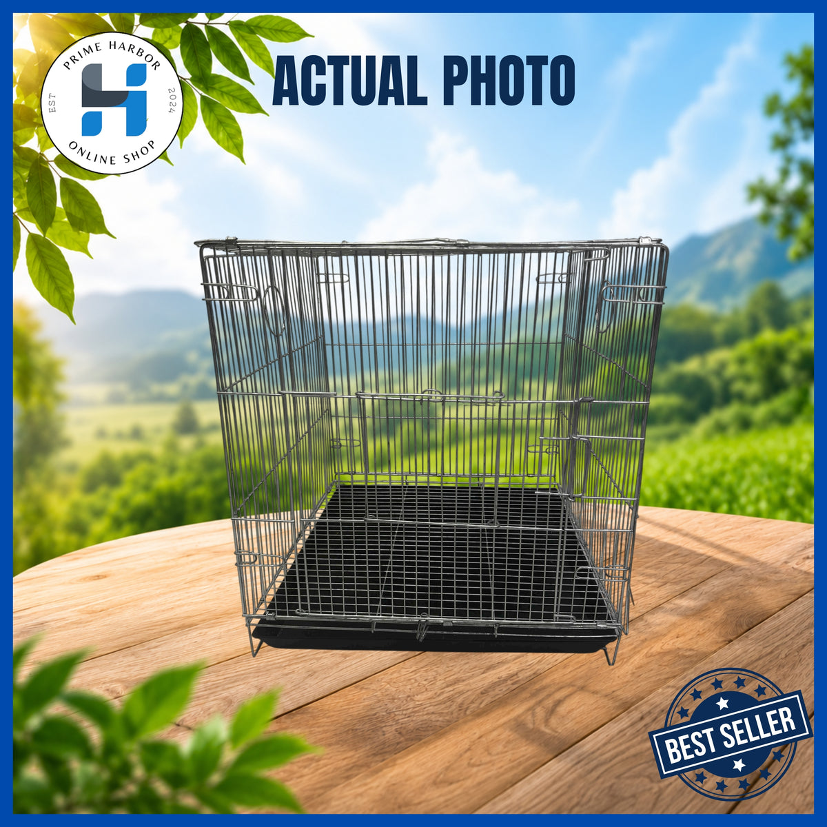 BIRD CAGE SINGLE COLLAPSIBLE GALVANIZED (Frame Gauge 12 and Rib 16) WITH DIVIDER & POOP TRAY