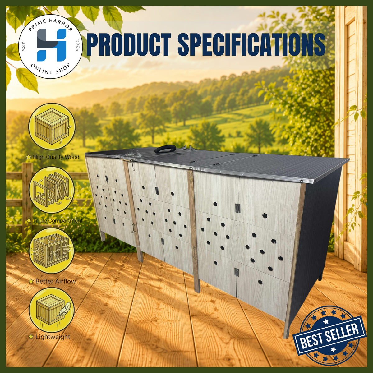 Premium Wooden Folding Cage Triple / Heavy Duty / Derby box / Kulungan ng Manok