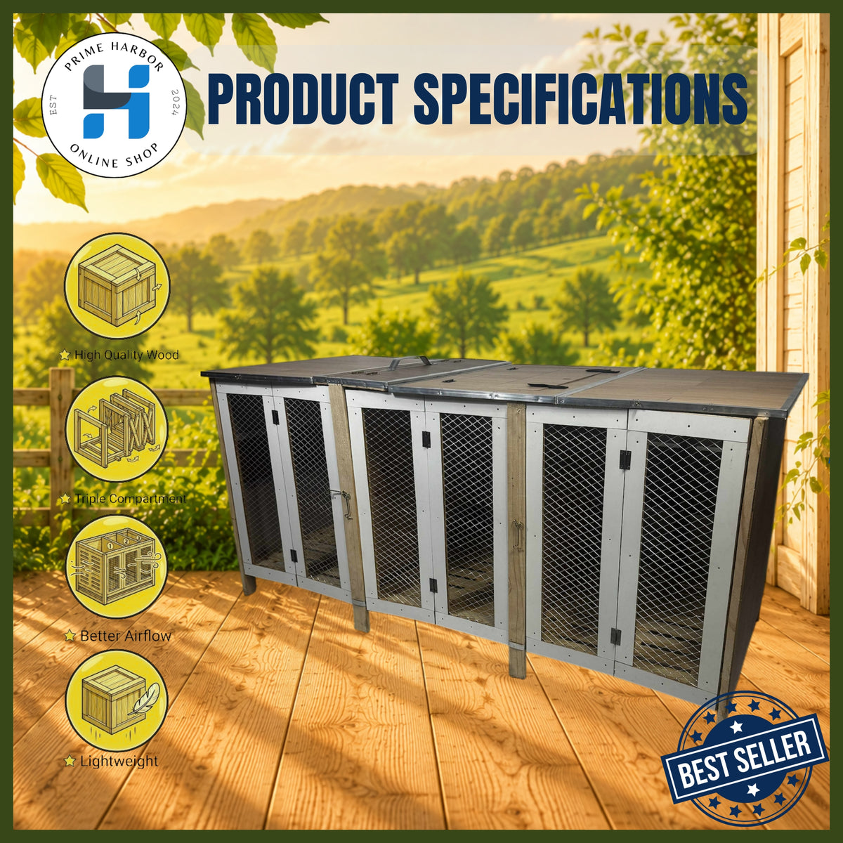 Wooden Folding Cage Triple Aluminum Screen / Heavy Duty / Derby box / Kulungan ng Manok