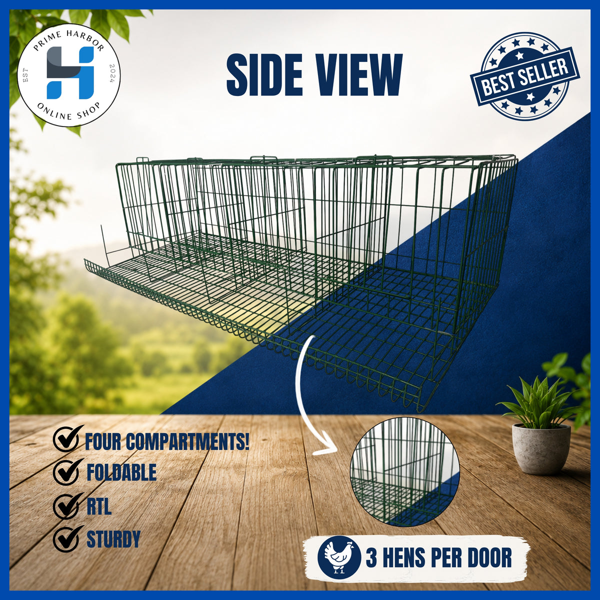 Battery Cage 4 Doors / Coated / Green / RTL / Kulungan ng manok