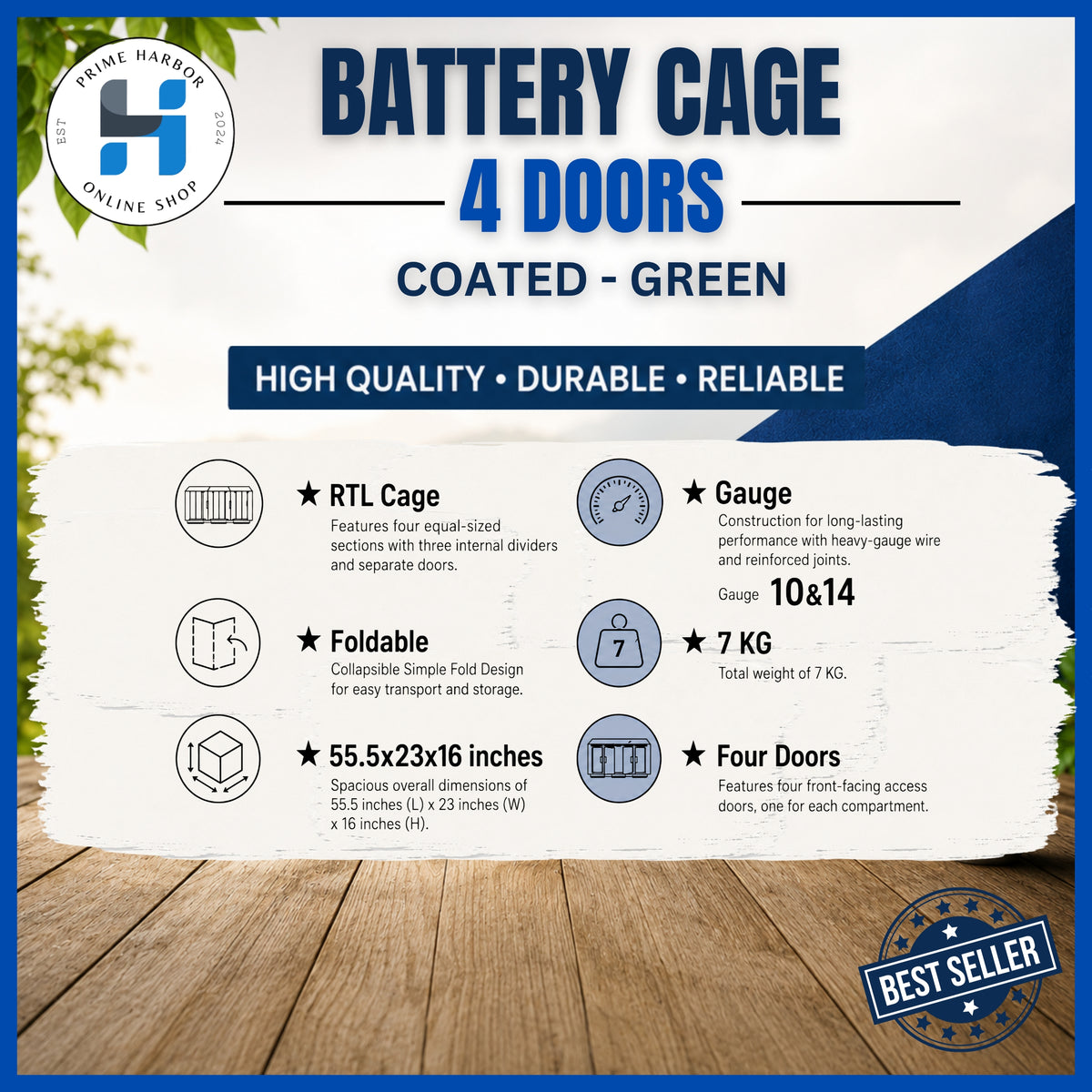Battery Cage 4 Doors / Coated / Green / RTL / Kulungan ng manok