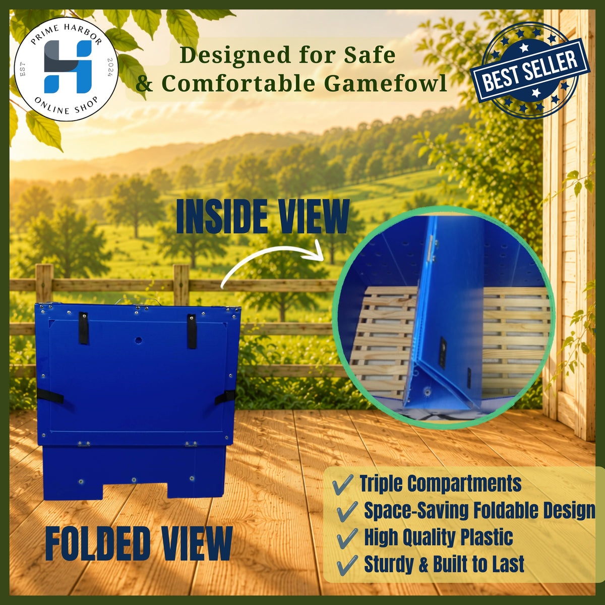 Triple Plastic Folding Cage / Random color / Gamefowl / Derby box / Kulungan ng manok