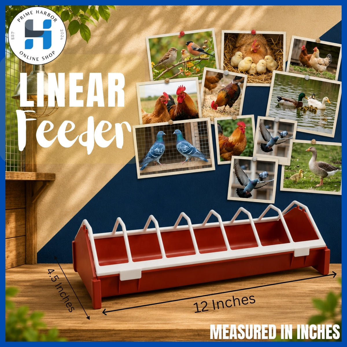 Chicken Linear Feeder 12 inches / 8 holes / Poultry Feeder / Kainan ng manok