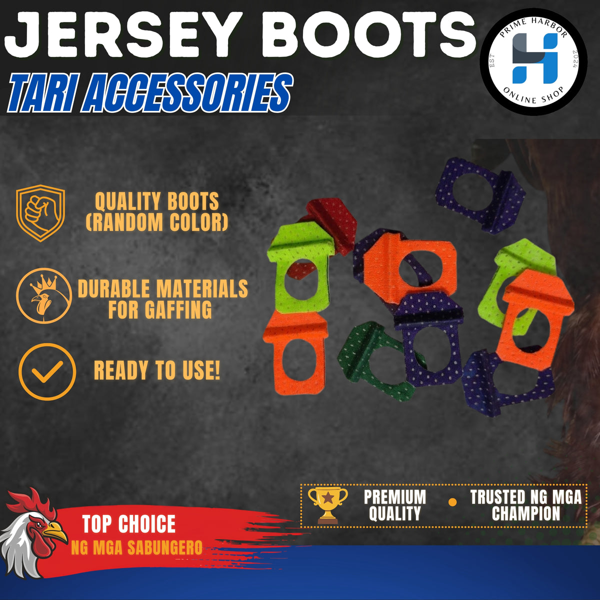 Jersey Boots/Tari Accessories/Gamefowl/Panabong/3pcs per pack