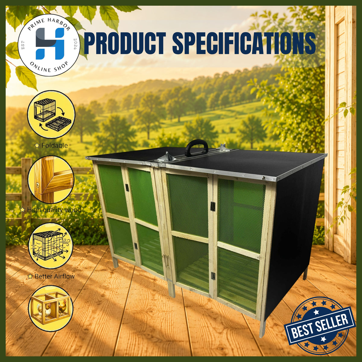 Wooden Folding Cage Plastic Screen / Heavy Duty / Random color / Derby box / Kulungan ng Manok/ Pen