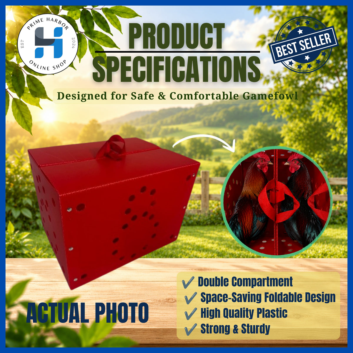 Derby Box Double / Green Color/ Travel Box /Kulungan ng manok/ Carrier Cage / Collapsible