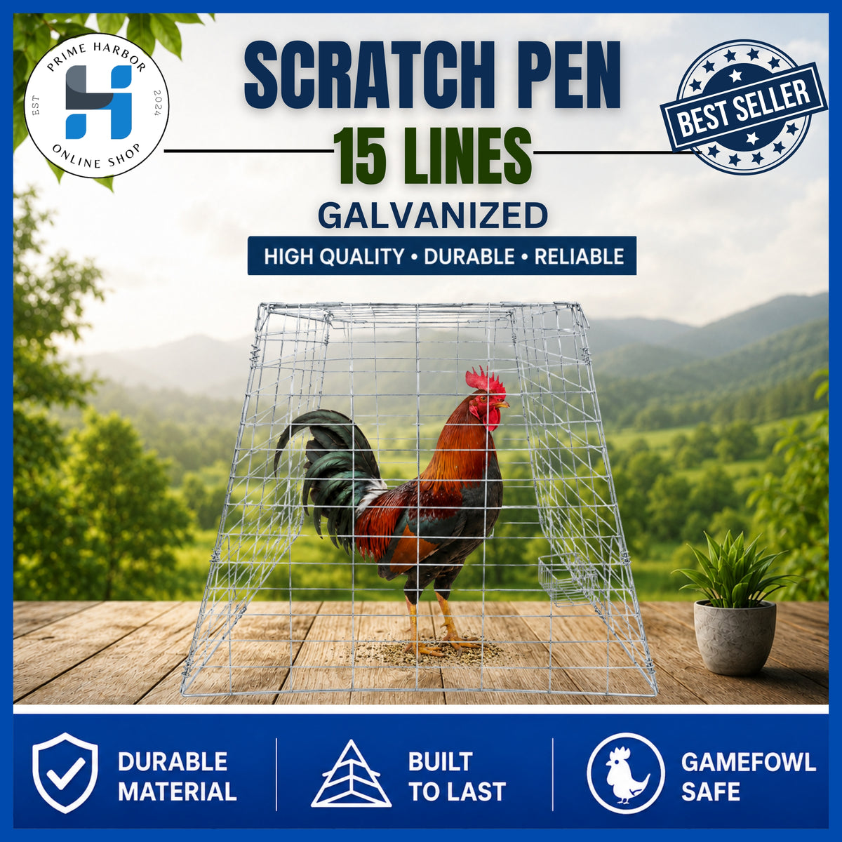 Scratch Pen 15 Lines / Galvanized / Chicken Cage /  Gamefowl / Kulungan ng manok