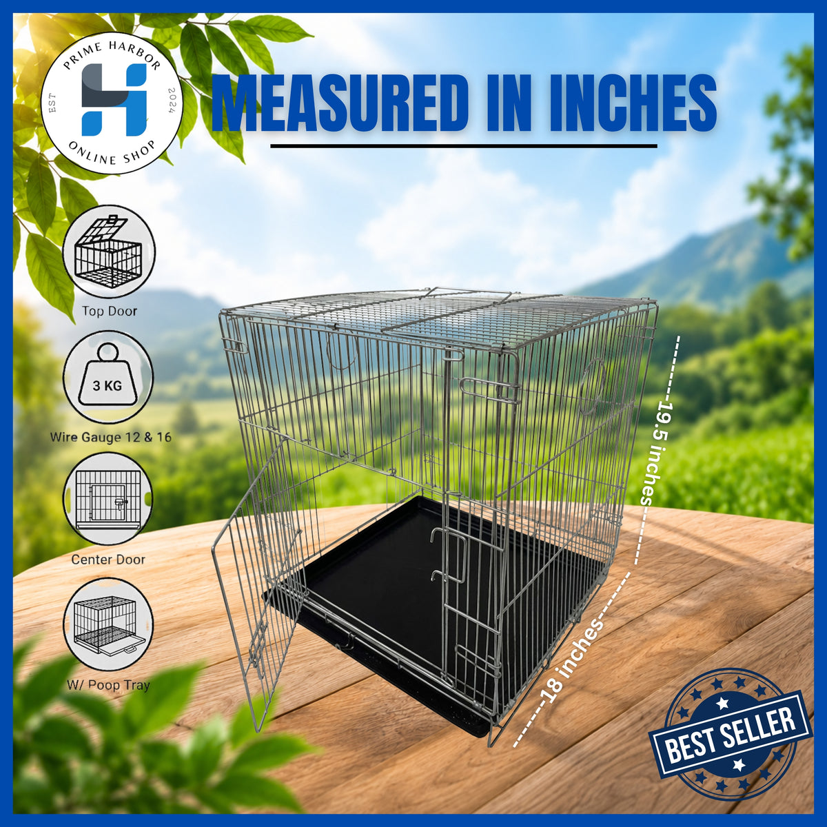BIRD CAGE SINGLE COLLAPSIBLE GALVANIZED (Frame Gauge 12 and Rib 16) WITH DIVIDER & POOP TRAY
