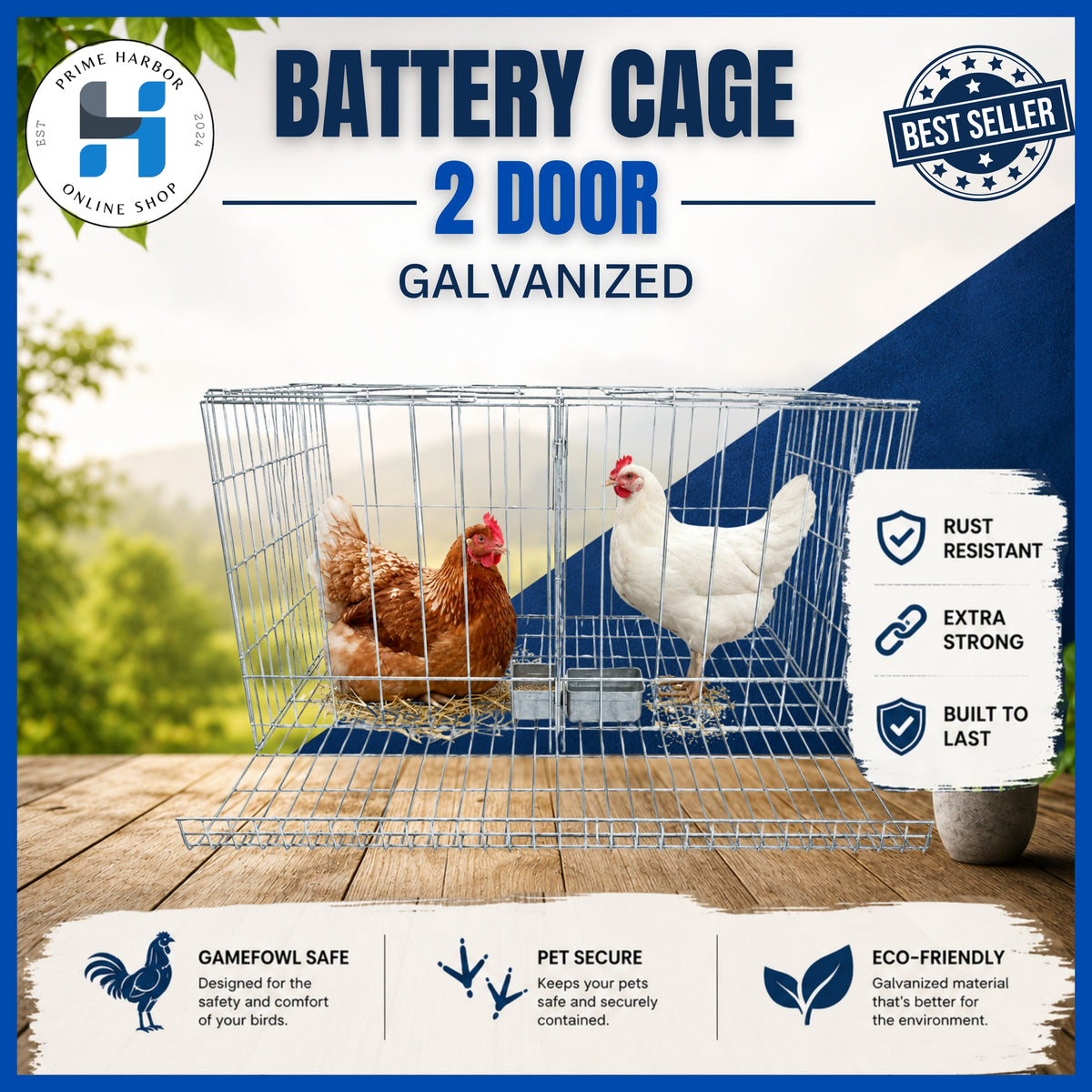 Battery Cage 2 doors / Galvanized / RTL / Kulungan ng manok