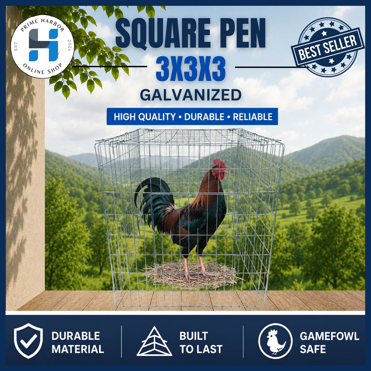 Heavy-duty Square Pen 3x3x3 / Galvanized / Chicken cage / Kulungan ng manok