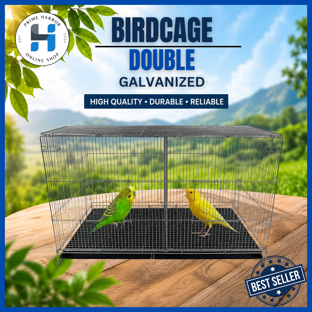 Bird Cage double Galvanized / 17x30 / foldable /Frame Gauge 12 & Rib gauge 16/ w/ divider /poop tray