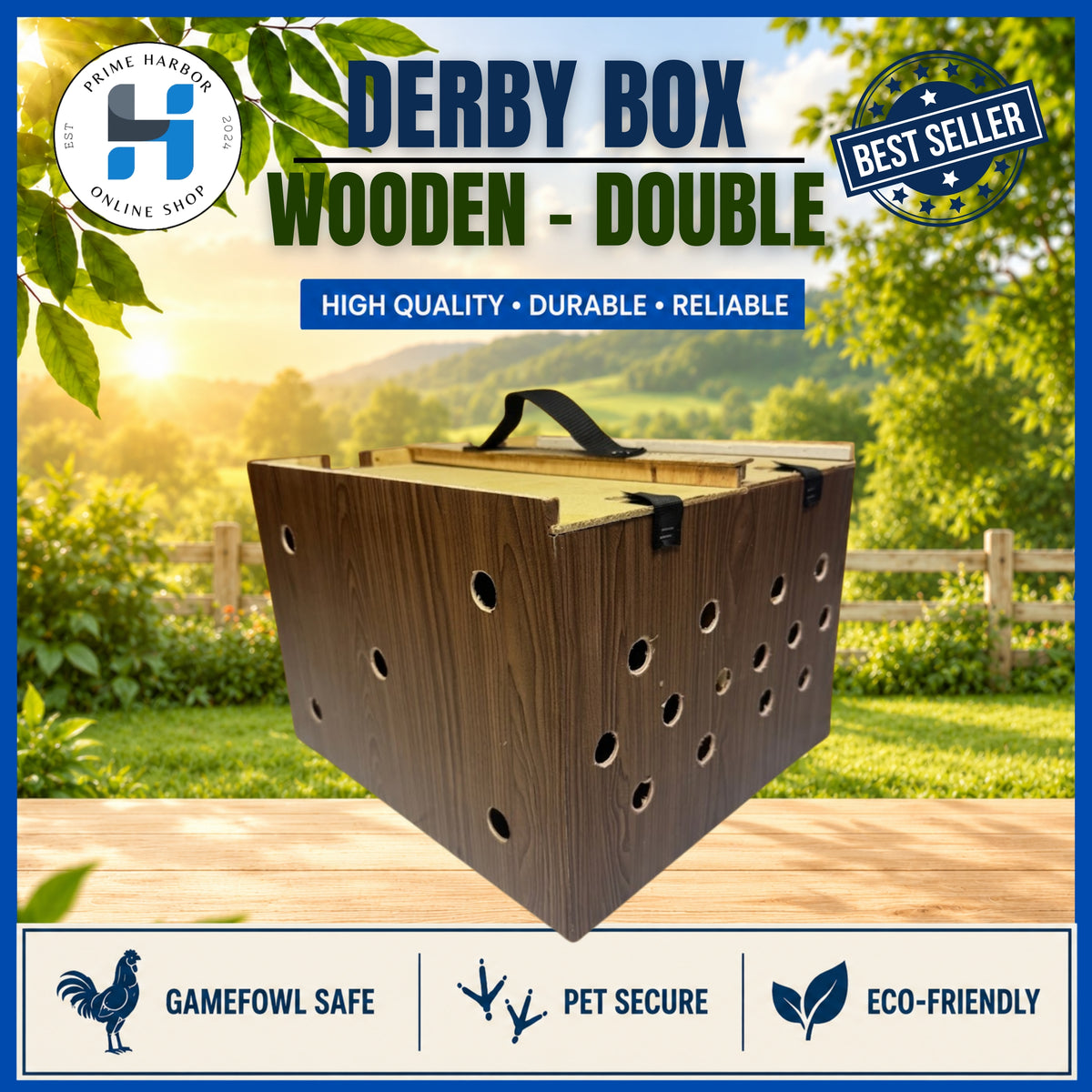 Wooden Derby Box Double / Rooster box / Random color / Pen / Kulungan ng Manok / Heavy duty / Pigeon