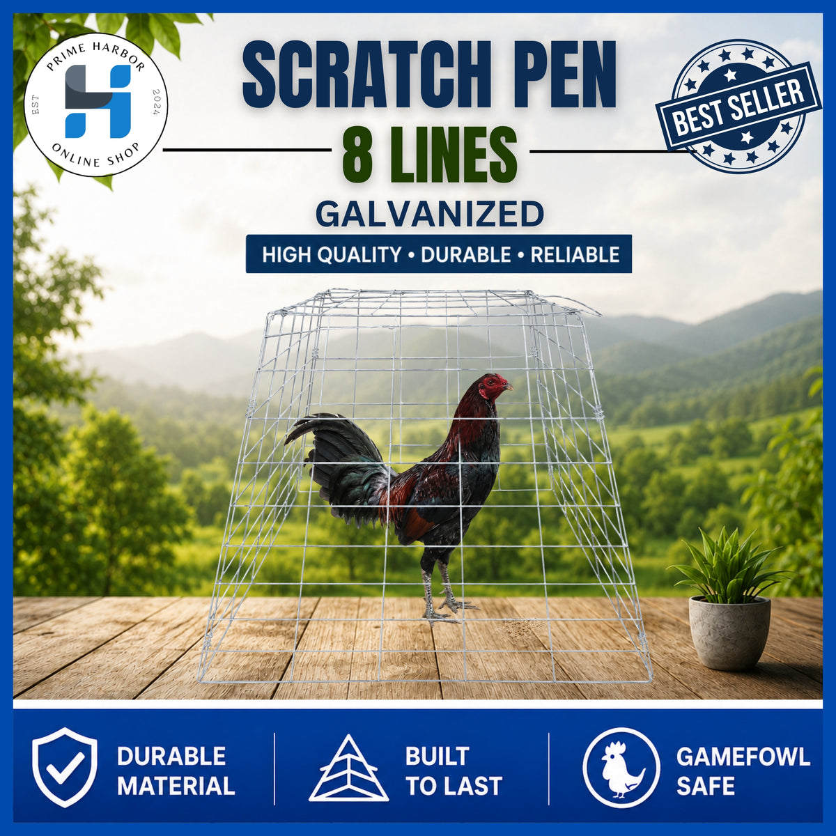 Scratch Pen 8 lines / Galvanized / Gamefowl / Chicken Cage / Kulungan ng manok